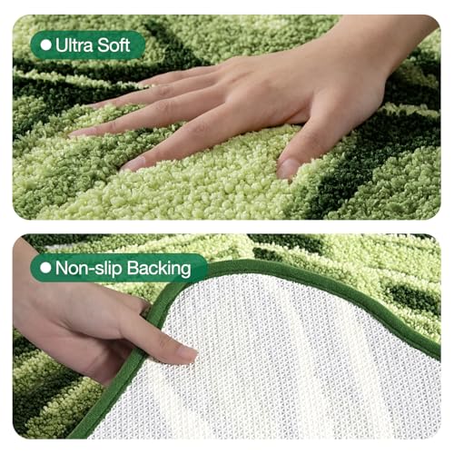 Ample Monstera Green Leaf Bathroom Rug 23.5x31.5 Non-Slip Absorbent Bath Mat