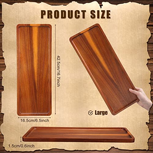 Marsui Set of 10 Rectangular Acacia Wood Serving Trays - Rustic Food & Drink Platters