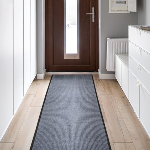 MYOYAY 3ft x 10ft Non-Slip Indoor Outdoor Carpet Runner - Gray, Absorbent Floor Mat for Hallways, Kitchens, Decks