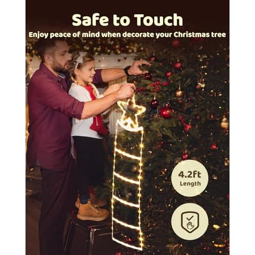 LED Christmas Ladder Lights - 4.2ft Christmas Decorative Ladder Lights, Christmas Decorations Lights for Indoor Outdoor, Window, Garden, Home, Wall, Xmas Tree Decor