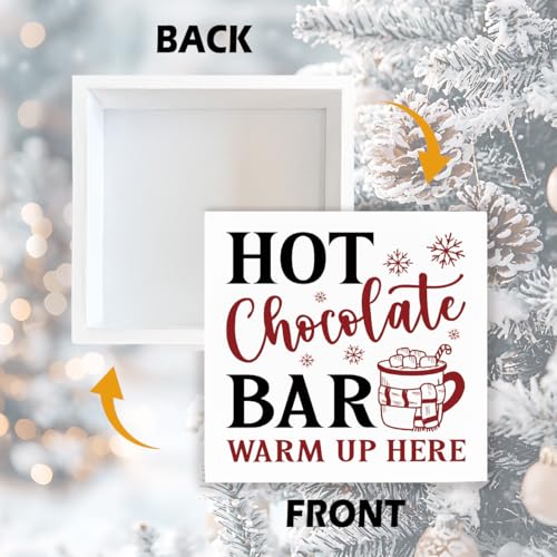 XYUJETFI Farmhouse Christmas Hot Chocolate Bar Sign - Winter Holiday Wall Art, 06 Color, 5.1x5.1 Inches
