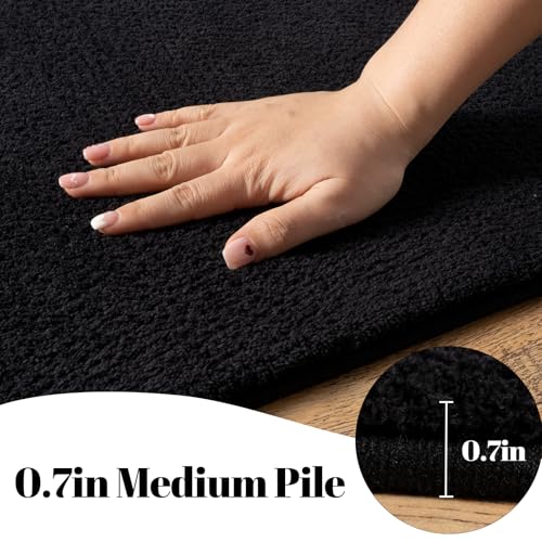 Black 6x9 Feet Memory Foam Rug for Living Room and Bedroom - Non-Slip, Washable