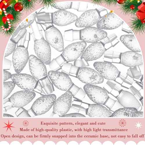 Boao 120 Pcs Ceramic Christmas Tree Replacement Lights Clear Plastic Flame Peg Bulbs Accessories for Ceramic Christmas Trees and DIY Projects (Clear,Small)