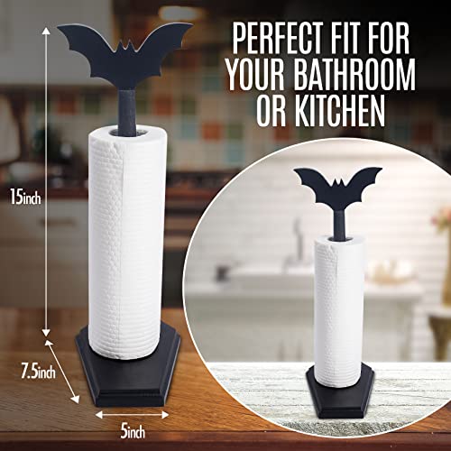 Gothic Bat Paper Towel Holder with Detachable Witchy Bat Topper - Halloween Kitchen Decor