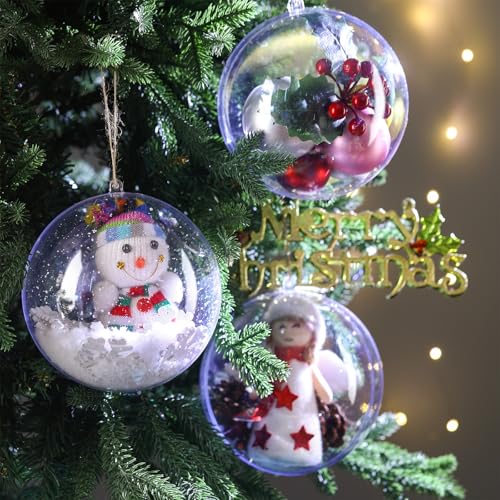 Syhood 15 Pack 6.3 Inch Clear Fillable Christmas Ornaments Plastic Balls