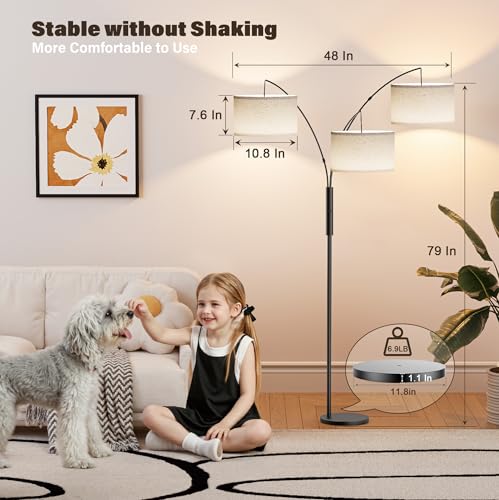 27W Dimmable Modern Tree Floor Lamp with Remote Touch Control - Beige (Black)
