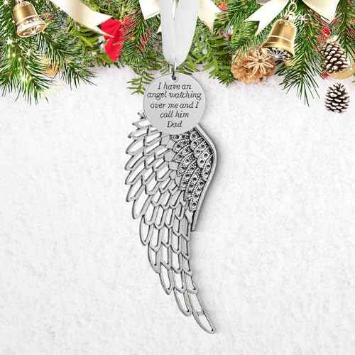 Christmas Memorial Decorations Ornaments - Angel Wings/Butterfly in Memory of Loved One Sympathy Gifts for Loss of Loved Dad in Heaven Keepsake
