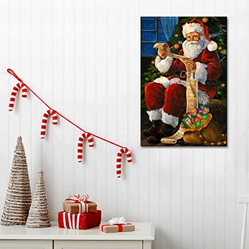 Santa Reading Wishes Christmas Wall Art — 24x36in Canvas Print