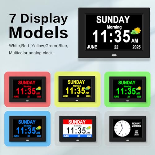 11-Inch Large Display Digital Alarm Clock for Seniors Black - 12 Alarms & Auto Dimming