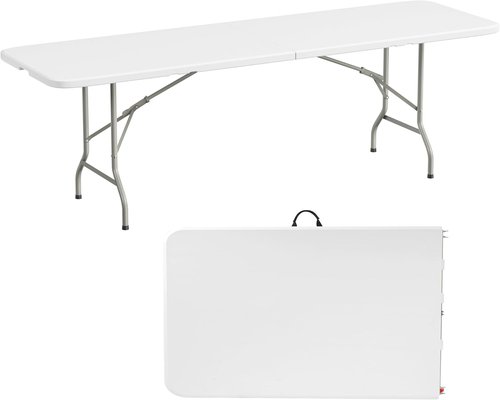 Elevon Heavy Duty Folding Table - 8 Feet Adjustable Height, Portable for Indoor/Outdoor Use | Ideal for Camping, Picnics, Parties, and Weddings