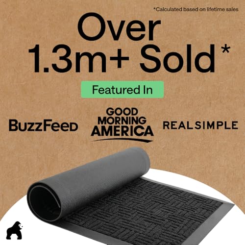 GORILLA GRIP WeatherMAX Door Mat Black Maze 47x35 Inches Indoor Outdoor
