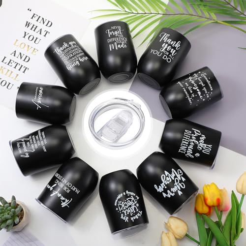 Inbagi 10 Pcs Insulated Stainless Steel Travel Tumblers - Inspirational Gifts for Employees, 12 oz