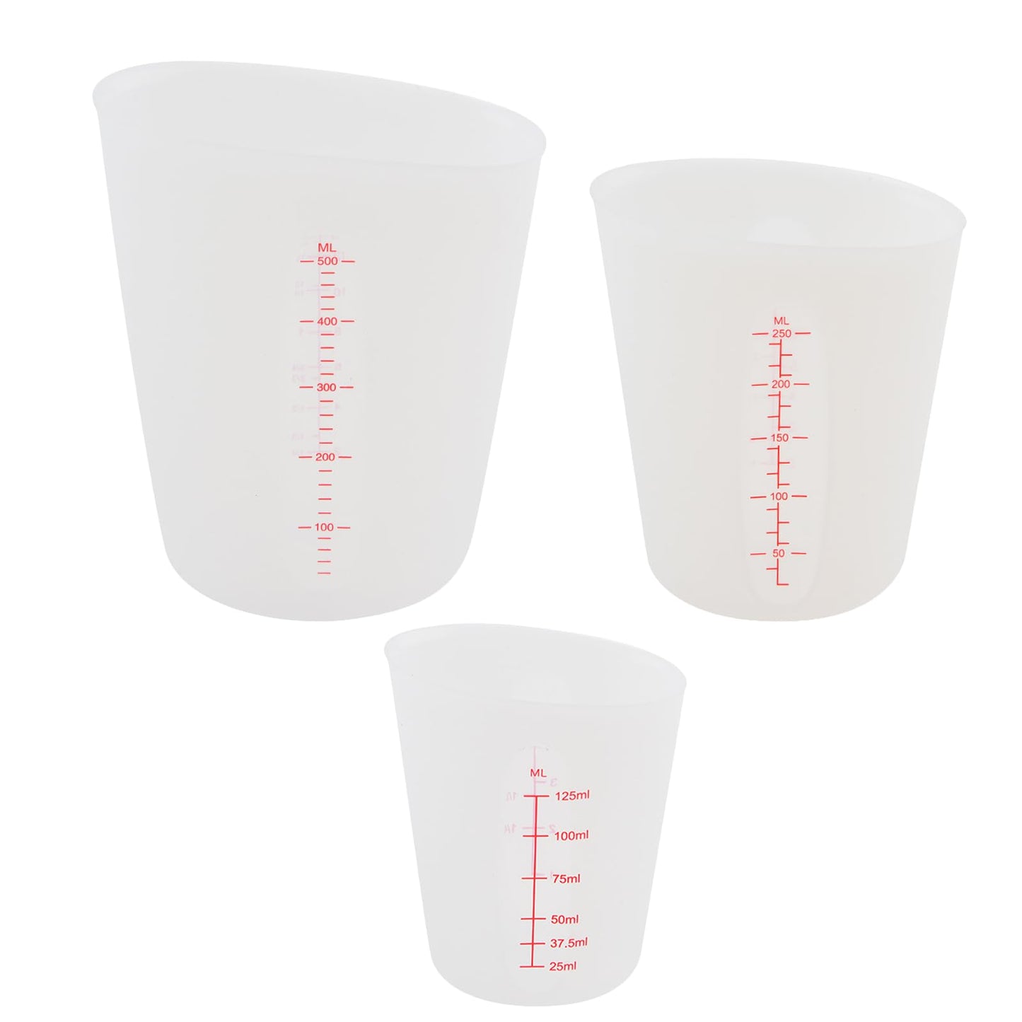 Set of 3 Silicone Flexible Measuring Cups with Marking, 2 Cup&1 Cup&1/2 Cup,Squeeze and Pour Silicone Measuring Cup with Marking For epoxy resin, butter, chocolate, etc.
