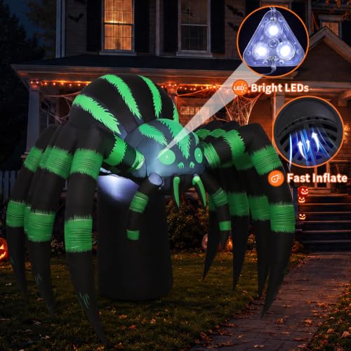 7FT Inflatable Halloween Spider with LED Lights Outdoor Yard Decoration
