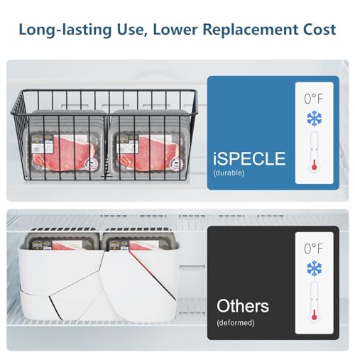 iSPECLE 6-Pack Freezer Organizer Bins for 16 Cu Ft Upright Freezer - White, Includes 3 Large & 3 Medium Bins