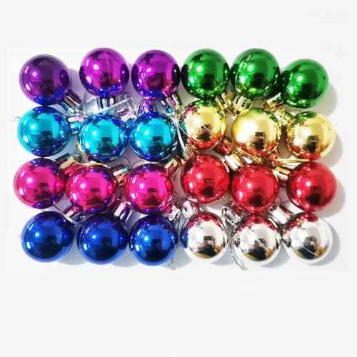 Generic 1.2 Inches Colored Christmas Balls 24 Pack Set of 8 Living Room Garden Ornaments Mini Glitter Ball Door Wall Xmas Tree Decoration Supplies, TS-SDQ-24-FBA