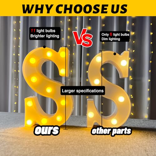 HXWEIYE Light Up Letters LED Marquee Letters Light Sign 26 Alphabet and 10 Number Lights Letter for Party Birthday Bar Battery Powered Christmas Decor Letter Lights (Warm White S)