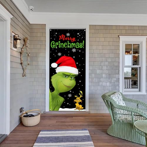 Merry Christmas Party Door Cover - Indoor/Outdoor Decoration, 29.5x71 Inches