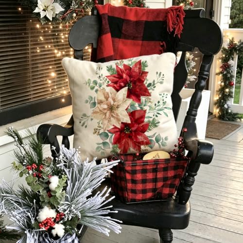 Christmas Floral Pillow Covers 18x18 Decoration for Home