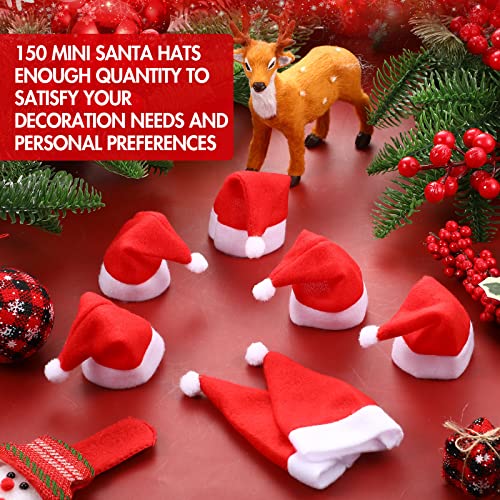 Zubebe 150 Pcs Mini Santa Hats for Crafts, Christmas Party Decorations - Variation 1