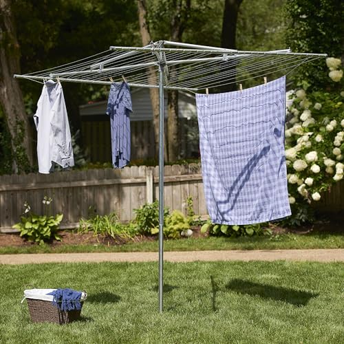 Outdoor Umbrella Drying Rack with 30 Vinyl Lines - 72 x 62 Inches, Steel, Rotating Top