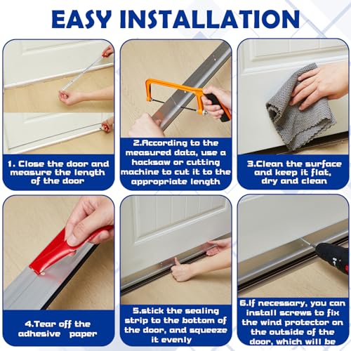 Gisafai 2 Pcs 36-Inch Silver Metal Door Draft Stopper - Mice & Rodent Barrier