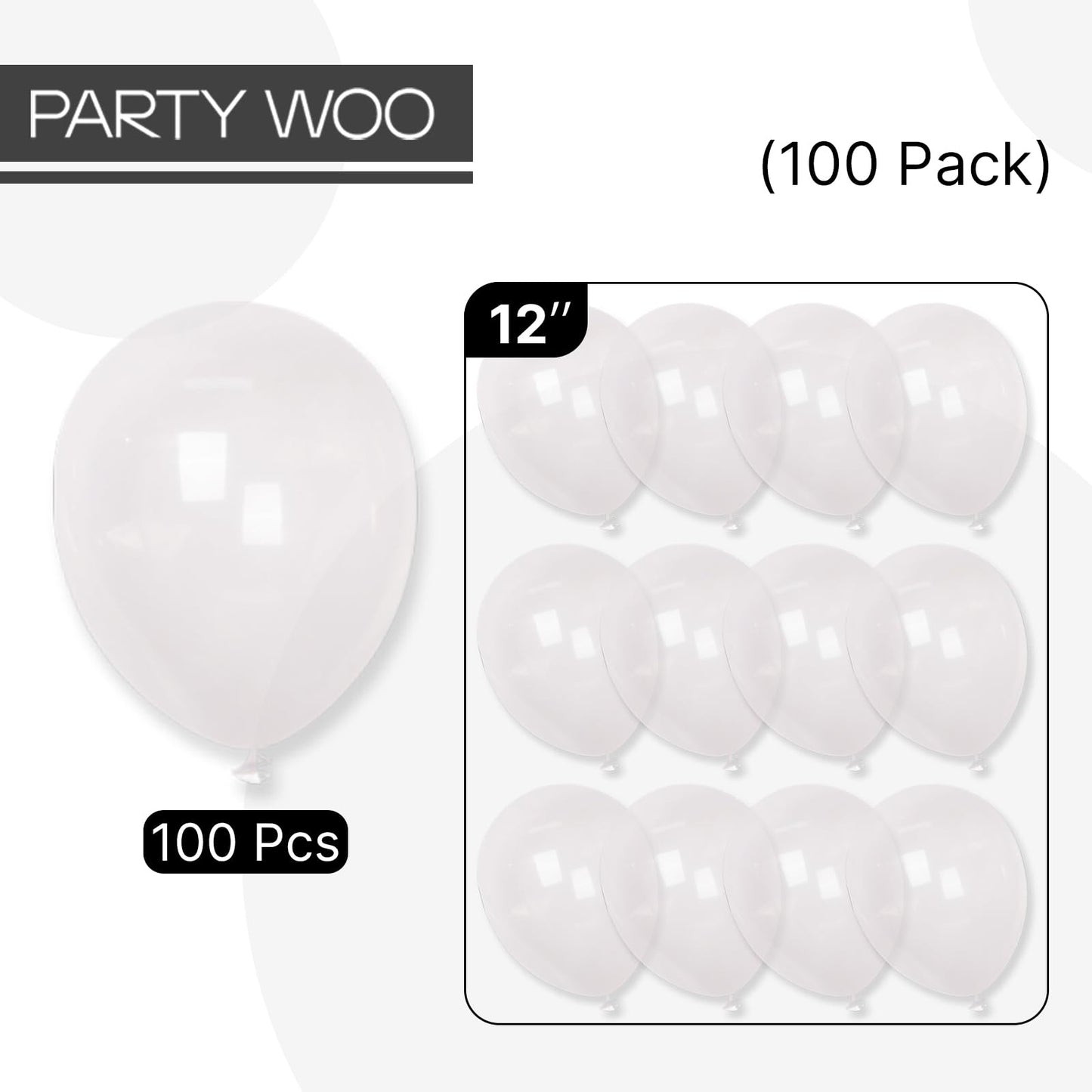 PartyWoo Clear Balloons 100pcs 12 Inch Transparent Latex Helium Balloons for Graduation Wedding Baby Shower Bridal Shower Engagement Gender Reveal Anniversary Birthday Party Decorations Clear-Y2