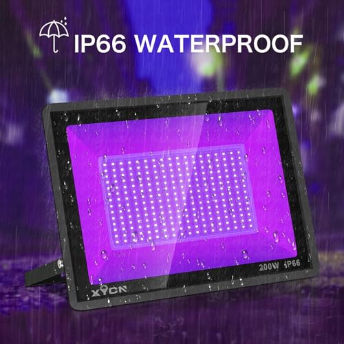 4 Pack 200W UV LED Black Lights Outdoor Floodlights IP66 Waterproof Halloween Party