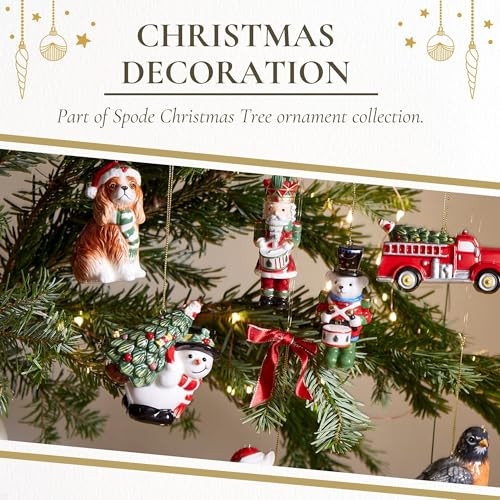 Spode Snowman Ornament - Christmas Tree Carrying Small Tree with Bow (Snowman variant)