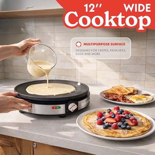 12-Inch Nonstick Crepe Maker with Temperature Control & Accessories