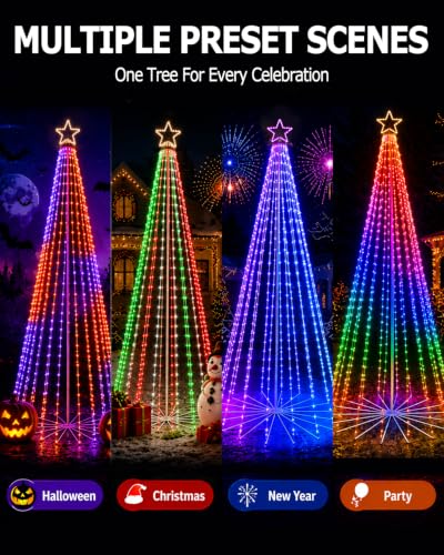 HIITEN 7FT Outdoor Christmas Tree with Lights, DIY Light Show & Remote