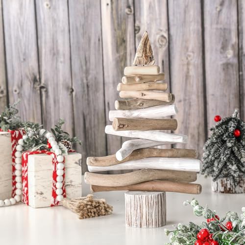 Rustic Driftwood Christmas Tree Tabletop Décor 12.2in - Civaner (Rustic Variant)