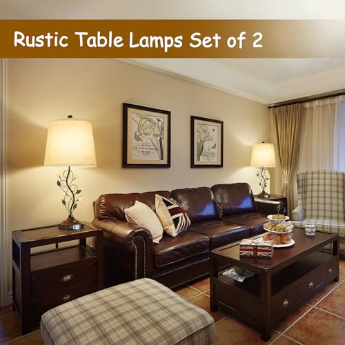 Sheetea Black 24.5'' Set of 2 Leaf & Crystal Bedroom Table Lamps