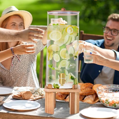 2 Gallon Drink Dispenser with Stand - Party Beverage Station, Glass & Stainless Steel Spigot - Variation of 1
