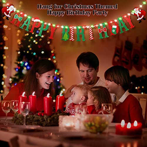 Happy Birthday Banner with Lights - 9.8ft 8-Mode Christmas Party Garland for Kids
