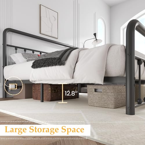 Queen Size Fluest 14-Inch Metal Bed Frame with Charging Station & LED Lights