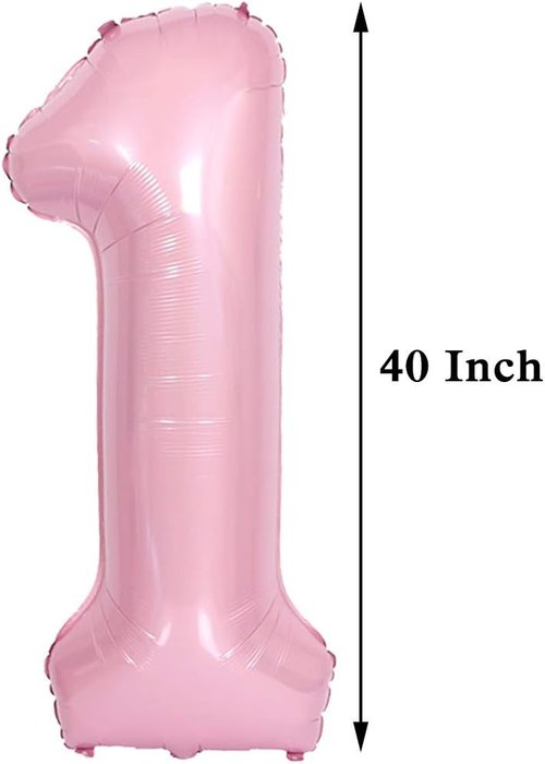 JANOU 40-Inch Pink Helium Foil Balloon - Perfect for 1st Birthday, Baby Shower & Wedding Decor
