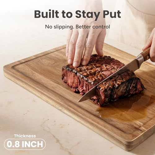 Brown 4-Piece Acacia Cutting Board Set with Stand - SMIRLY Kitchen Utensils