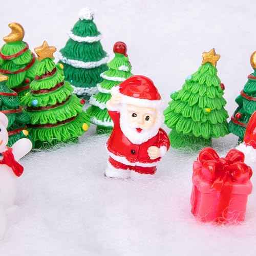 Iceyyyy 37 Pcs Miniature Resin Christmas Figurines-Tiny Figurines Christmas Trees Snowman Santa Claus-Mini Christmas Pendant Decoration for Winter Hloliday Christmas Village Home DIY Kit