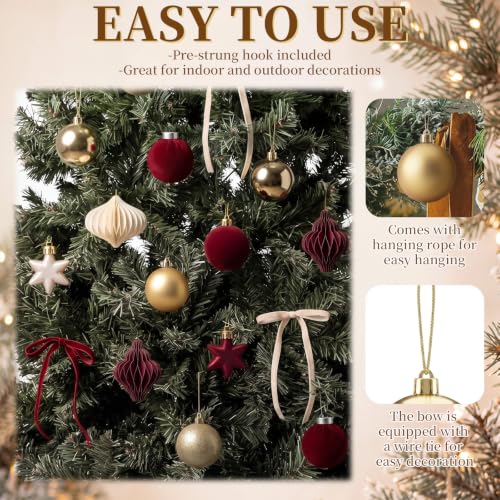 Vertintong Burgundy & Gold Christmas Ornaments Set - 45 Pcs Holiday Decoration Pack