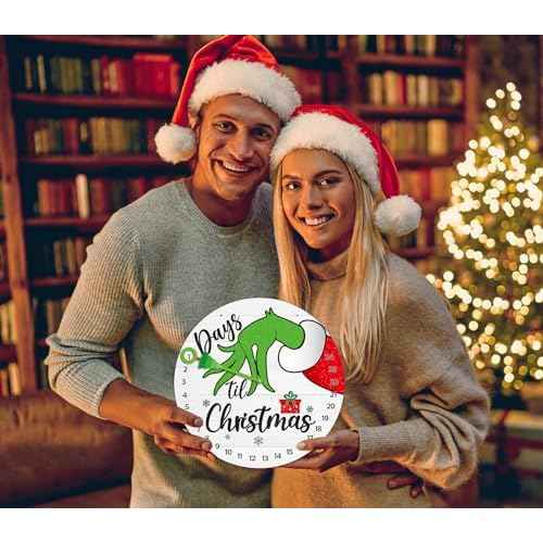 PETCEE Christmas Grinch Advent Calendar 2025 - Christmas Grinch Countdown Calendar Decorations Days Till Christmas Countdown Welcome Hanging Sign Wreath for Front Door Home Wall Indoor Outdoor Decor