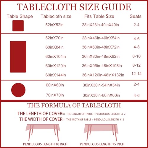 Cusugbaso Red Christmas Tablecloth 60x104 Inches - Holiday Decor for Dining & Outdoor