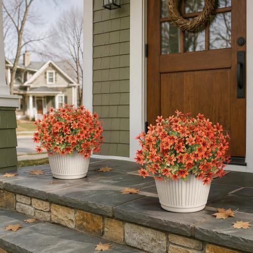 Artificial Fall Eucalyptus & Campanula Topiary Ball Tree Set for Porch - 17 Inch