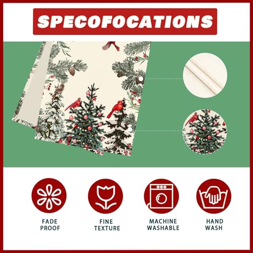 XCHI Cardinal Birds Winter Pine Tree Table Runner 13x48 Inch – Holiday Decor, 100% Polyester