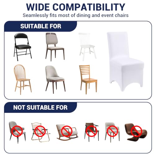 White Stretch Chair Covers Pack - Wrinkle-Resistant Spandex Slipcovers for Wedding & Events
