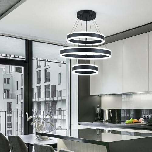 Modern LED Chandelier Adjustable Hanging Pendant Light Fixture - Circular-Sxfgh