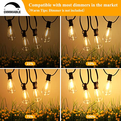 Outdoor String Lights 100FT Black Wire 52 Bulbs Waterproof Patio Decor