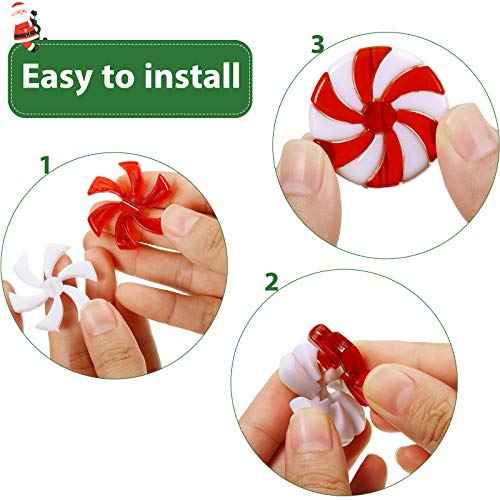WILLBOND 48 Pcs Christmas Candy Canes Ornament Plastic Christmas Tree Hanging Decoration Fake Swirl Candy Canes Garlands with Crystal Wire for Home Xmas Gift Indoor Outdoor Party Favor (Red and White)