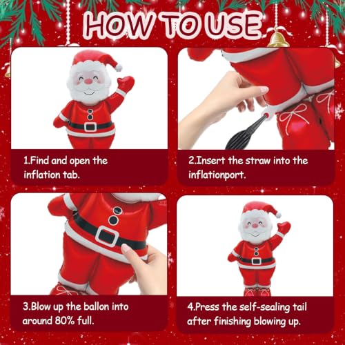 57 Inch Freestanding Santa Claus & Christmas Tree Foil Balloons - Holiday Decorations