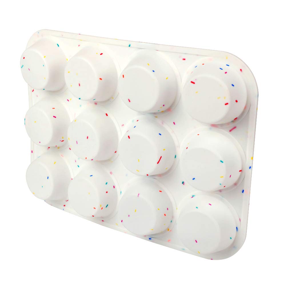 SHEbaking Silicone Muffin Pan Regular 12 Cups Muffin Tin Cupcake Pans for Baking Non-stick Muffin Tray Mold Easy Release,Durable,BPA Free